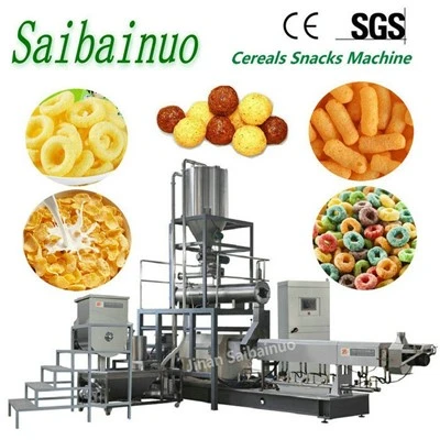קו עיבוד של דגני בוקר אורז תירס פתיתי תירס Twin Screw Extruder